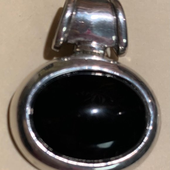 Sterling Silver & Onyx Slide Pendant - Picture 3 of 5